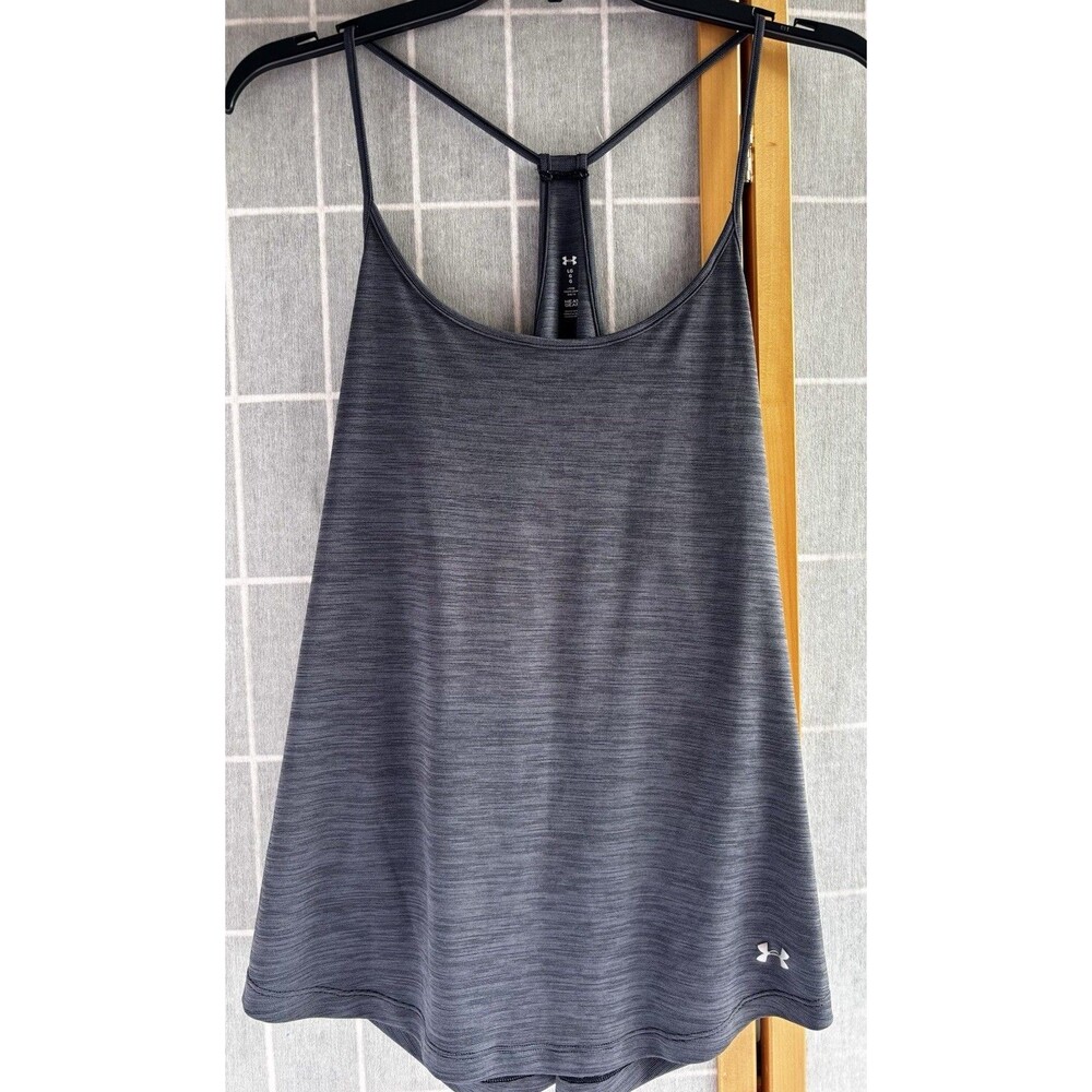 Under Armour Women's Tank Top Size Large Dark Gray Racerback Spaghetti Strap